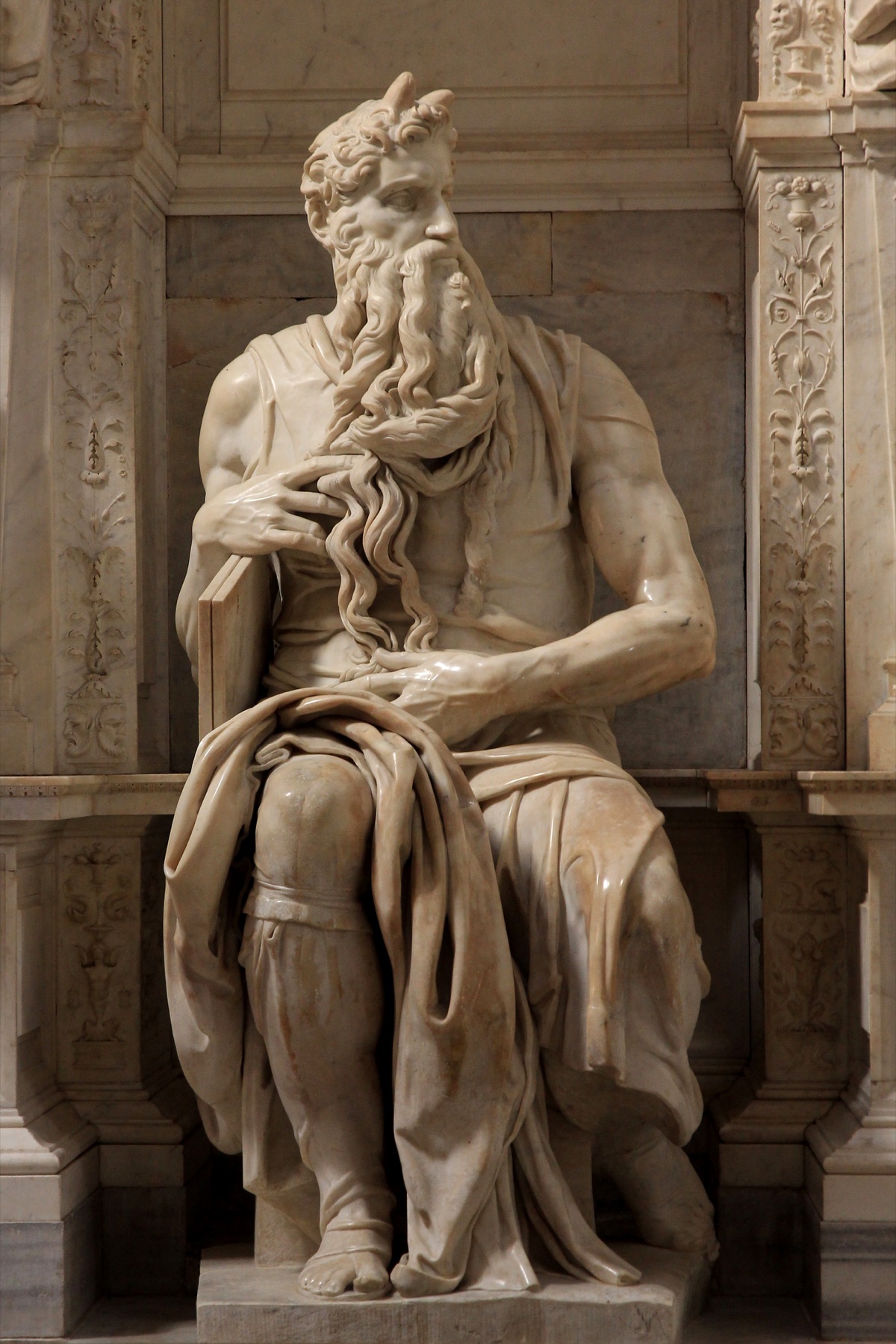 Annotated details from Moses by Michelangelo